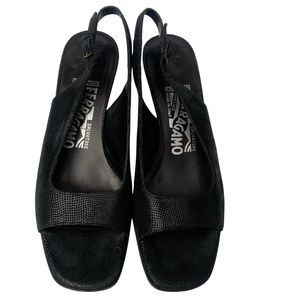 Salvatore Ferragamo Sling Back Open Toe Heels Size 6 AA